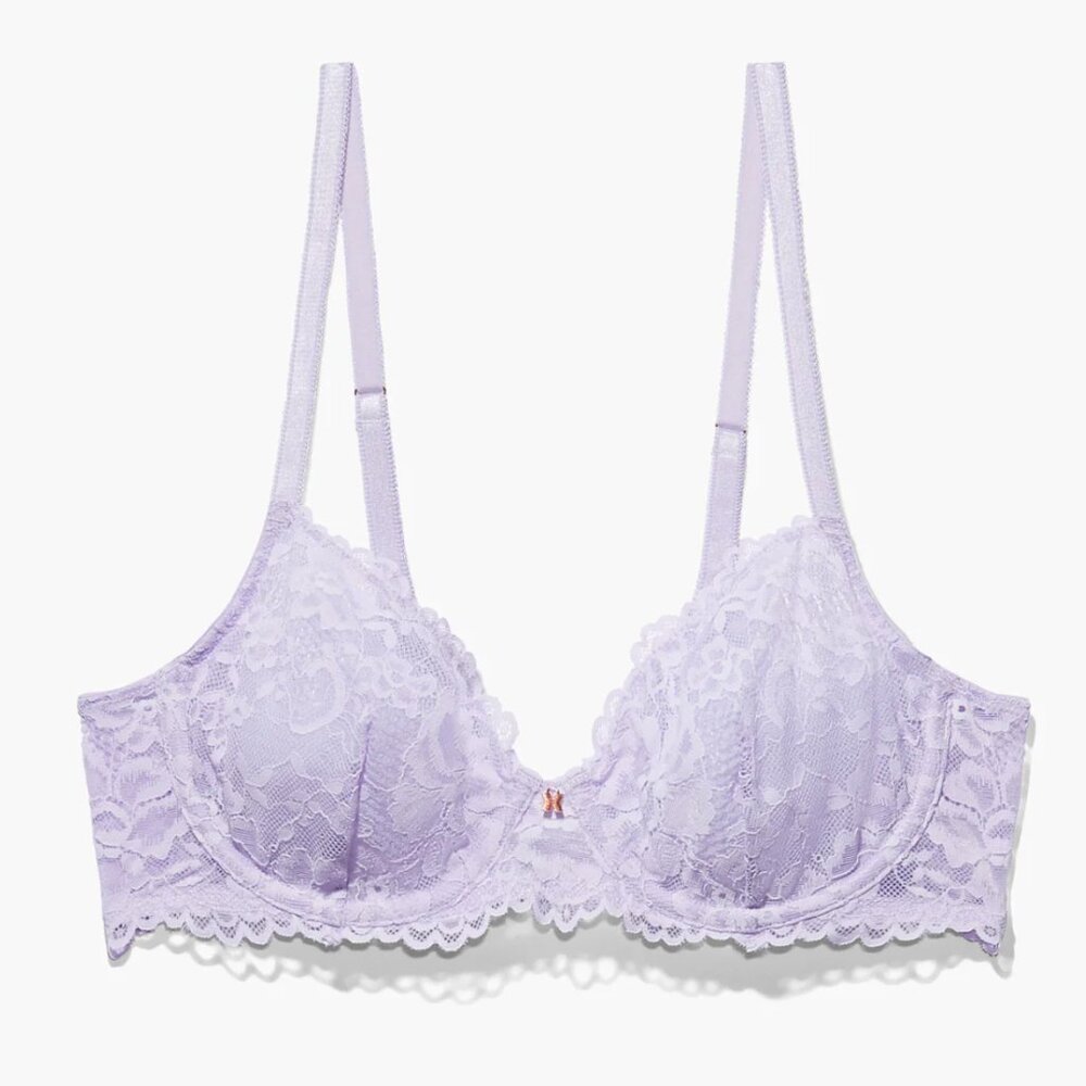 SAVAGE X FENTY Floral Lace Unlined Bra Purple Lavender 36C NWT